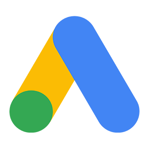 Abstract logo with overlapping blue and yellow rounded bars and a small green circle at the bottom-left.