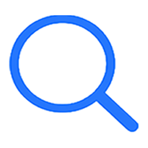 Search button: blue magnifying glass icon used to initiate a search