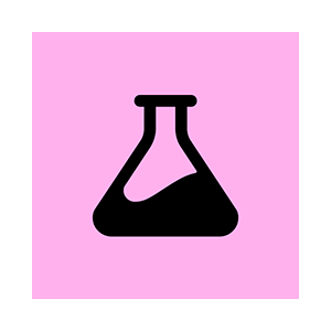 Chemistry Erlenmeyer flask icon on a pink square background