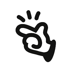 Bold black outline illustration of a hand making the OK gesture on a light background.